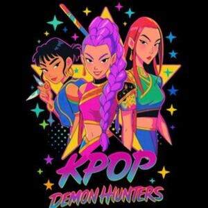 Fire! KPop Demon Hunters Huntrix Black T-shirt Tee Dopamine 2XL Unisex